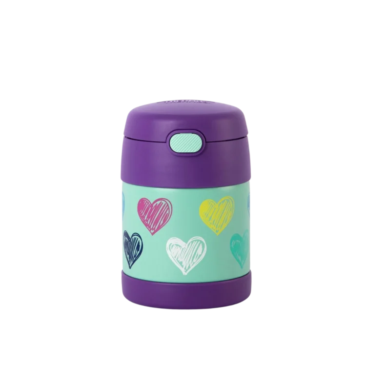 Contenedor de Comida Infantil Funtainer Thermos - Corazones violeta