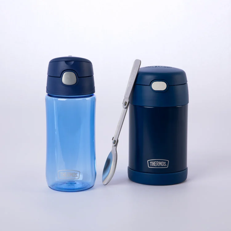 Combo Contenedor de Comida 470ml  + Botella Tritan 470ml Thermos Azul