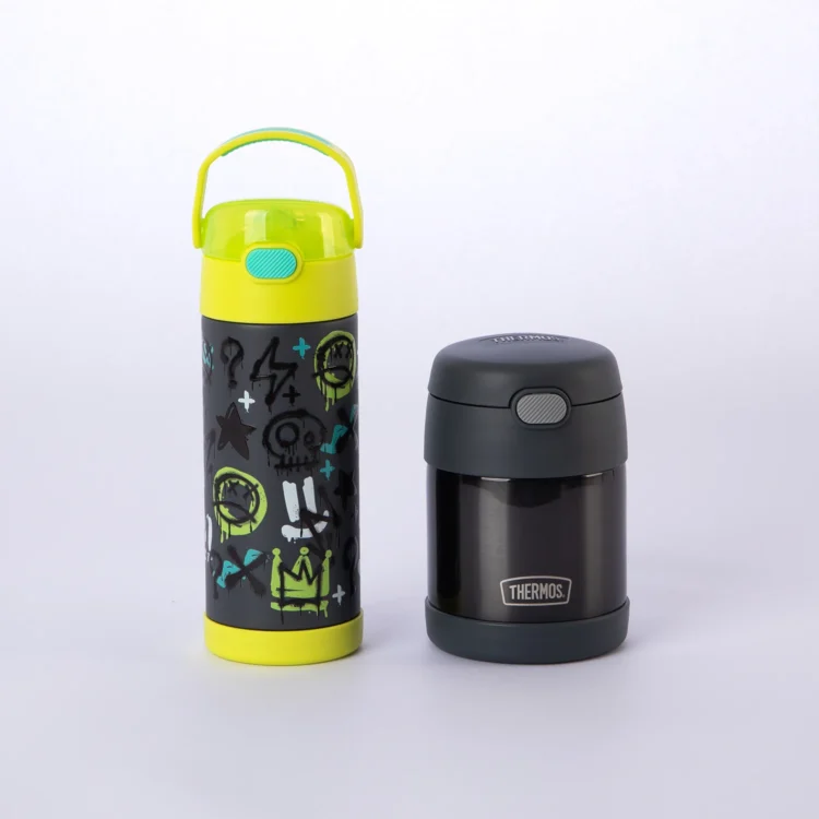 Combo Contenedor de Comida 290ml Gris  + Botella 470ml Grafitti Boy Thermos
