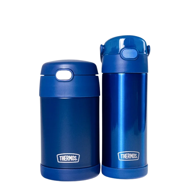 Combo Contenedor de Comida 470ml + Botella 470ml Thermos Azul