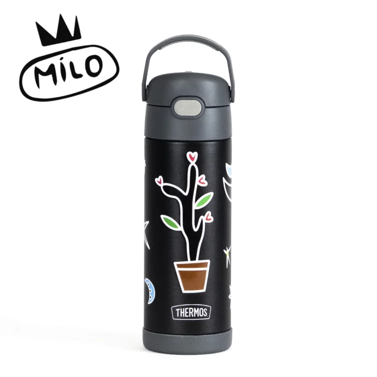 Botella Termica Funtainer Thermos 470ml Capsula Milo Lockett - Gris Oscuro